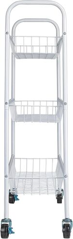 عربة تخزين نحيفة من 3 طبقات، إطار فولاذي عالي التحمل، عجلات ناعمة مع أقفال، لمسة نهائية من مسحوق الطلاء، مقابض مقوسة، سهلة التجميع، حديثة، مدمجة، بيضاء in Kuwait