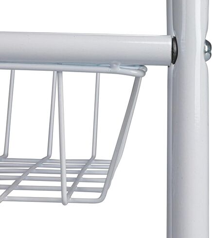 عربة تخزين نحيفة من 3 طبقات، إطار فولاذي عالي التحمل، عجلات ناعمة مع أقفال، لمسة نهائية من مسحوق الطلاء، مقابض مقوسة، سهلة التجميع، حديثة، مدمجة، بيضاء in Kuwait