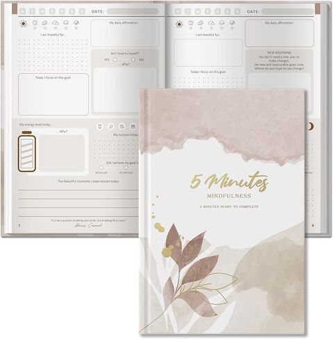 مجلة 5 دقائق - مجلة الامتنان مع المطالبات - مجلة 5 دقائق لمدة 20 أسبوعًا للنساء والرجال - مجلة اليقظة الذهنية غير المؤرخة للتأكيد واليقظة والتأمل in Kuwait