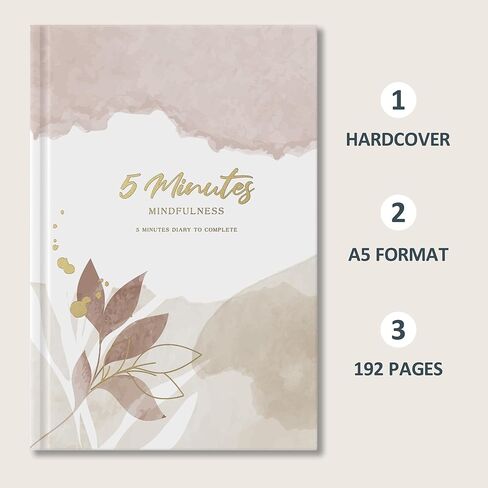 مجلة 5 دقائق - مجلة الامتنان مع المطالبات - مجلة 5 دقائق لمدة 20 أسبوعًا للنساء والرجال - مجلة اليقظة الذهنية غير المؤرخة للتأكيد واليقظة والتأمل in Kuwait