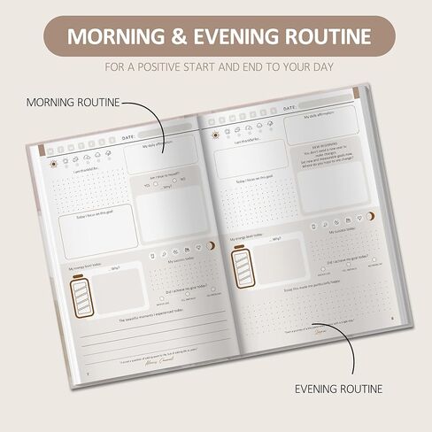 مجلة 5 دقائق - مجلة الامتنان مع المطالبات - مجلة 5 دقائق لمدة 20 أسبوعًا للنساء والرجال - مجلة اليقظة الذهنية غير المؤرخة للتأكيد واليقظة والتأمل in Kuwait