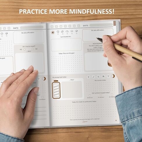 مجلة 5 دقائق - مجلة الامتنان مع المطالبات - مجلة 5 دقائق لمدة 20 أسبوعًا للنساء والرجال - مجلة اليقظة الذهنية غير المؤرخة للتأكيد واليقظة والتأمل in Kuwait