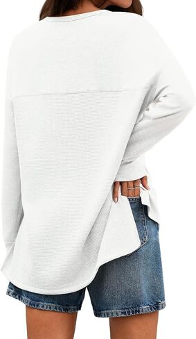 قمصان Tankaneo النسائية بأكمام طويلة من Henley وفتحة رقبة على شكل حرف V عميقة مع فتحة إبهام in Saudi Arabia