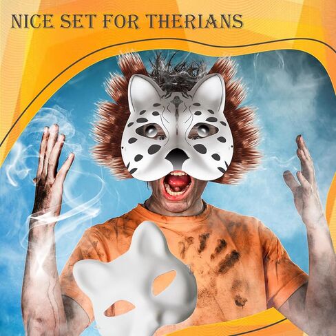 مجموعة قناع تيريان للقطط DIY مع ملصقات للأحجار الكريمة بشرائط من الفرو الصناعي، مجموعة الحرف اليدوية لقناع تيريان، أقنعة تنكرية للهالوين in Kuwait