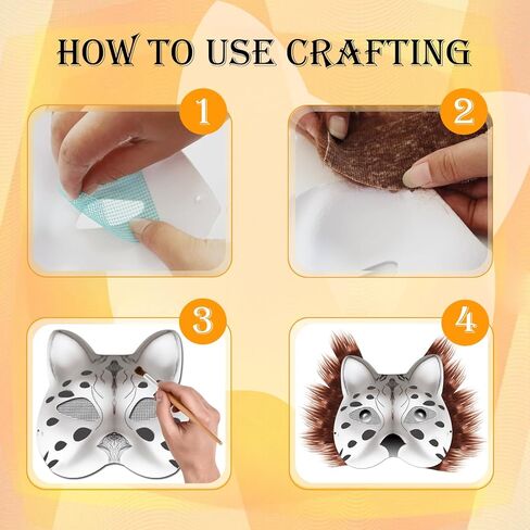 مجموعة قناع تيريان للقطط DIY مع ملصقات للأحجار الكريمة بشرائط من الفرو الصناعي، مجموعة الحرف اليدوية لقناع تيريان، أقنعة تنكرية للهالوين in Kuwait