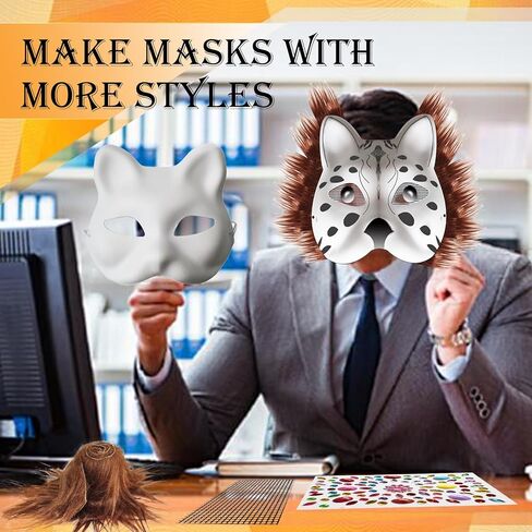 مجموعة قناع تيريان للقطط DIY مع ملصقات للأحجار الكريمة بشرائط من الفرو الصناعي، مجموعة الحرف اليدوية لقناع تيريان، أقنعة تنكرية للهالوين in Kuwait