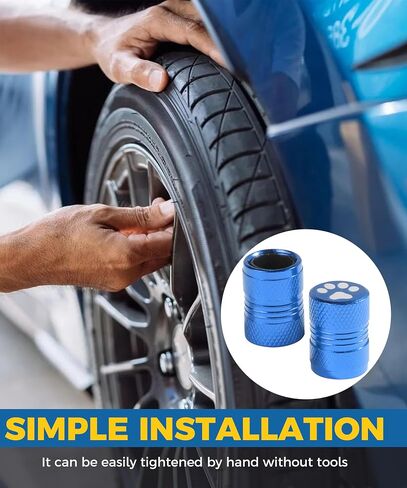 4PCS Tire Valve Caps,Valve Stem Caps,Car Accessories Tire Valve Stem Caps,Car Tire Cap,Metal Tire Stem Caps,Valve Caps for Car Tires Cat/Dog Paw,for Cars Trucks Motorcycles Suvs and Bikes (Blue) in Saudi Arabia
