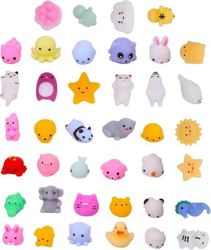 Kawaii Extrusion Toys Children's Party Gifts with Glutinous Rice Soft Toys Soft Novelty Mini Stress Relief Toys Class Prizes Birthday Gifts Gift Bag Fillers (40 Multi-Color Animals) in Saudi Arabia