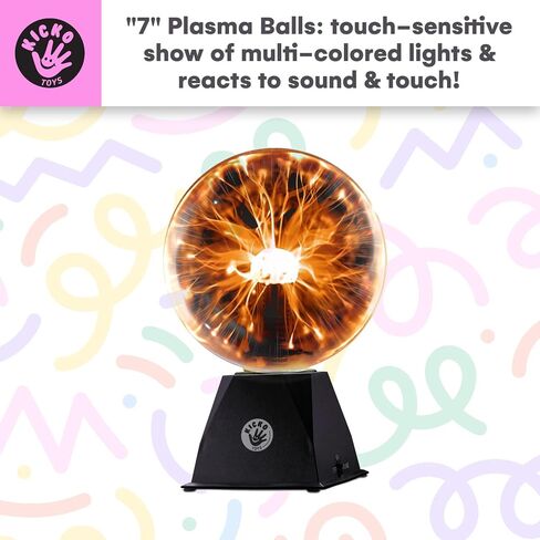 Kicko 7-Inch Orange Plasma Ball Touch Sensitive, Nebula Thunder Lightning Plug-in Plasma Globe, Crystal Ball for Parties, Science Decorations, Props, Light Up Ball for Kids, Bedroom Decor, Home in Saudi Arabia