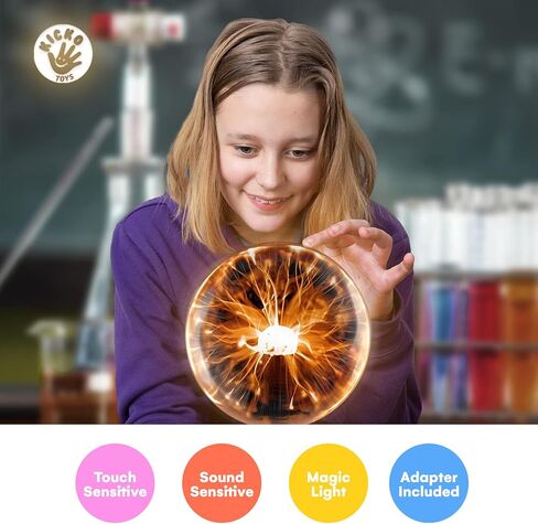 Kicko 7-Inch Orange Plasma Ball Touch Sensitive, Nebula Thunder Lightning Plug-in Plasma Globe, Crystal Ball for Parties, Science Decorations, Props, Light Up Ball for Kids, Bedroom Decor, Home in Saudi Arabia