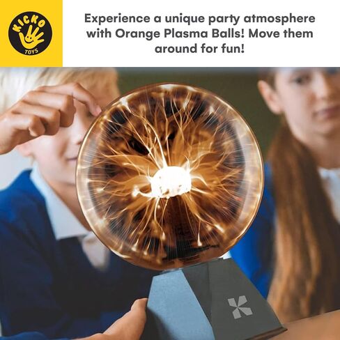 Kicko 7-Inch Orange Plasma Ball Touch Sensitive, Nebula Thunder Lightning Plug-in Plasma Globe, Crystal Ball for Parties, Science Decorations, Props, Light Up Ball for Kids, Bedroom Decor, Home in Saudi Arabia