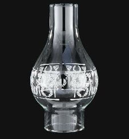 B&P Lamp® 3 Inch by 9 1/4 Inch Clear Diana Style Decorated Glass Lamp Chimney for Vintage and Antique Style Lamps in Kuwait