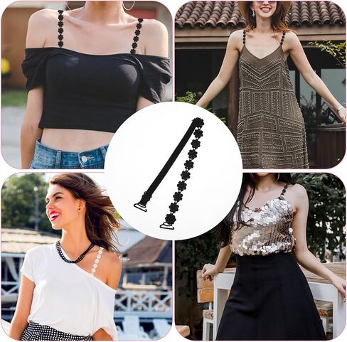 4 أزواج من أحزمة الفستان لفستان بدون حمالات، استبدال أشرطة حمالة الصدر، أشرطة كتف مرنة قابلة للتعديل من الدانتيل للنساء والفتيات in Kuwait