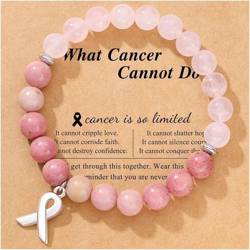 Fuqimanman2020 Natural Stone Beaded Bracelets Breast Cancer Awareness Bracelets Faith Hope Courage Strength Accessories Inspirational Bracelets Jewelry Gift for Women in Saudi Arabia