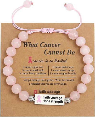 Fuqimanman2020 Natural Stone Beaded Bracelets Breast Cancer Awareness Bracelets Faith Hope Courage Strength Accessories Inspirational Bracelets Jewelry Gift for Women in Saudi Arabia