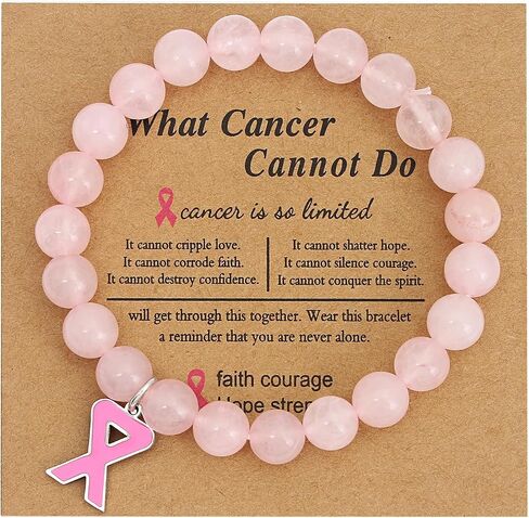 Fuqimanman2020 Natural Stone Beaded Bracelets Breast Cancer Awareness Bracelets Faith Hope Courage Strength Accessories Inspirational Bracelets Jewelry Gift for Women in Saudi Arabia