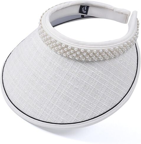 Womens Sun Visor Hat Large Brim Pearl Summer Beach Hats for Women Travel Outdoor Sports Hat UPF 50+ in Saudi Arabia