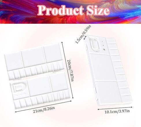 Folding Palette Watercolor Tray Palette Paint Tray with Lid, 25 Compartments White Plastic Painting Pallet Case with Thumbhole for Mixing Gouache Oil Acrylic Painting in Saudi Arabia