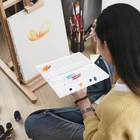 Folding Palette Watercolor Tray Palette Paint Tray with Lid, 25 Compartments White Plastic Painting Pallet Case with Thumbhole for Mixing Gouache Oil Acrylic Painting in Saudi Arabia