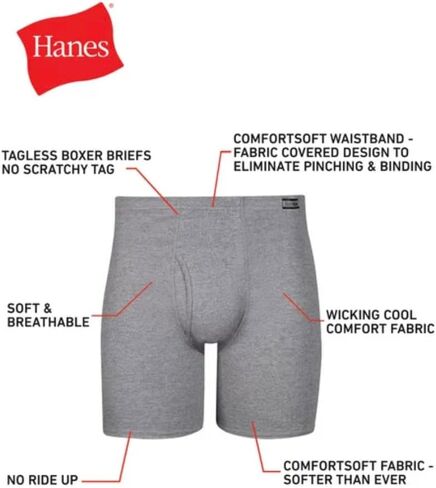 Ultimate Hanes Men's Comfort Soft 5pk Waist Band Boxer Briefs - Assorted Colors (Small) Blue in Saudi Arabia