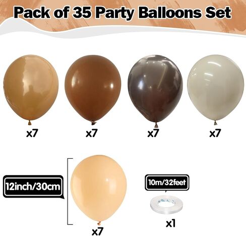 Brown Balloons Set 12 Inch Retro Brown Khaki Cream Balloons 35 Pcs Mocha Cocoa Coffee Brown Sand White Apricot Beige Nude Balloons for Neutral Bear Bridal Baby Shower Birthday Party Decorations in Saudi Arabia