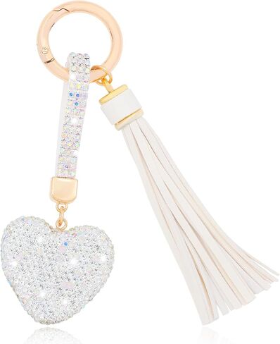 Heart Shape Rhinestone Glitter Keychains for Women Charms Purse Crystal Tassel Car Key Rings Backpacks in Saudi Arabia