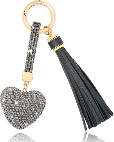 Heart Shape Rhinestone Glitter Keychains for Women Charms Purse Crystal Tassel Car Key Rings Backpacks in Saudi Arabia