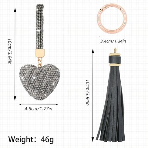 Heart Shape Rhinestone Glitter Keychains for Women Charms Purse Crystal Tassel Car Key Rings Backpacks in Saudi Arabia