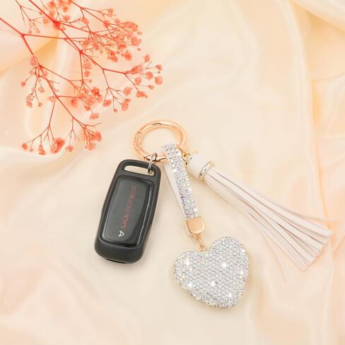 Heart Shape Rhinestone Glitter Keychains for Women Charms Purse Crystal Tassel Car Key Rings Backpacks in Saudi Arabia