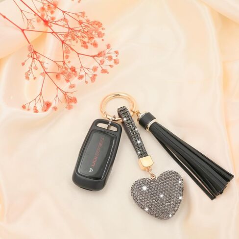Heart Shape Rhinestone Glitter Keychains for Women Charms Purse Crystal Tassel Car Key Rings Backpacks in Saudi Arabia