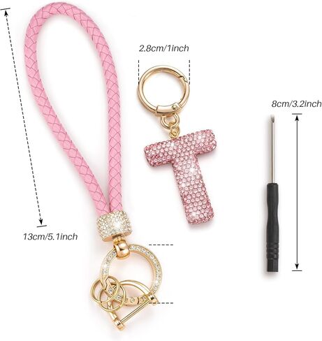 Letter Wristlet Keychain Key Chains Key Lanyard Car Keychain for Women Initial Keychains in Saudi Arabia