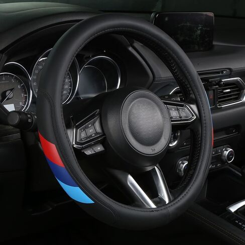 Microfiber Leather Steering Wheel Cover 15inch Breathable Compatible with BMW Car Accessories in Saudi Arabia