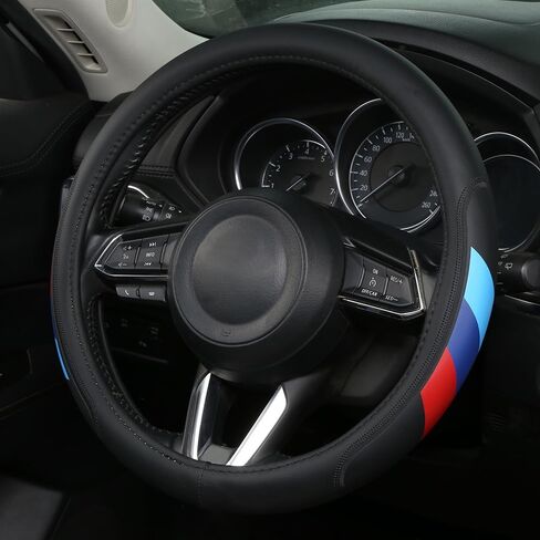 Microfiber Leather Steering Wheel Cover 15inch Breathable Compatible with BMW Car Accessories in Saudi Arabia