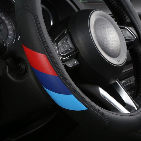 Microfiber Leather Steering Wheel Cover 15inch Breathable Compatible with BMW Car Accessories in Saudi Arabia