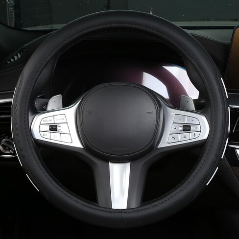 Microfiber Leather Steering Wheel Cover 15inch Breathable Compatible with BMW Car Accessories in Saudi Arabia
