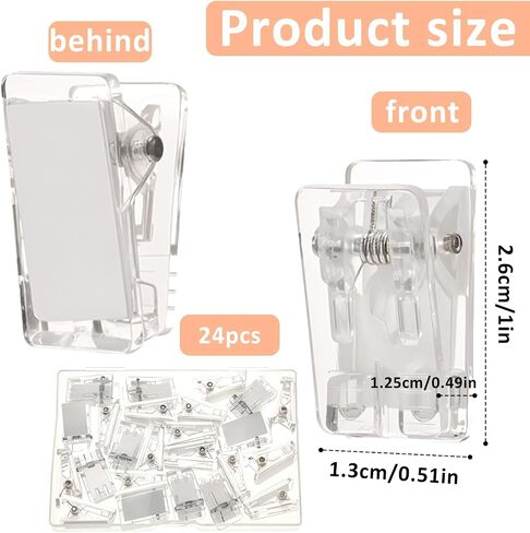 24PCS Self Adhesive Clips, Tapestry Hanging Clips, Wall Clips for Teachers, Shower Curtain Clips, Photo Poster Clips Sticky Spring Clips for Hanging Poster Paper Flag Rope(Clear) in Saudi Arabia