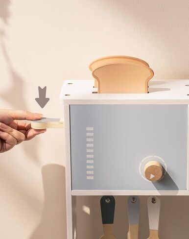 مطبخ لعب الأطفال من ROBUD - مطبخ ألعاب خشبي مع صندوق زرع، مجموعة لعب المطبخ التظاهري من مونتيسوري مع صانع الثلج وفرن بيتزا للأطفال الصغار 3-8 in Kuwait