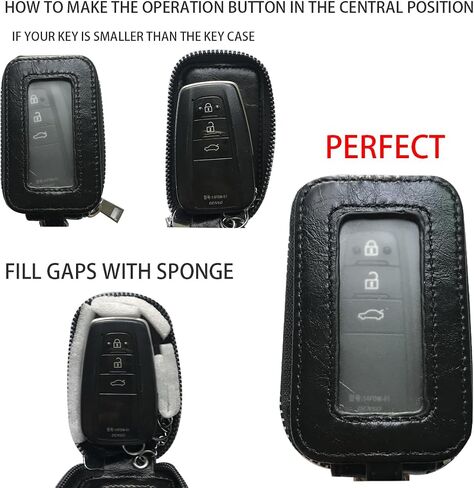 Universal Vehicle Smart Key Case Remote Fob Case Leather Car Key Holder Keychain Ring Case Bag for Men Women in Kuwait