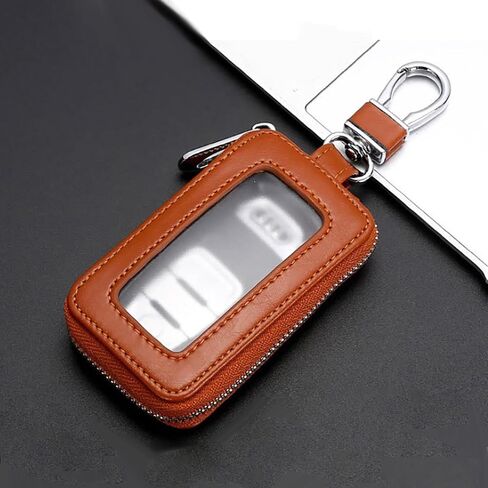 Universal Vehicle Smart Key Case Remote Fob Case Leather Car Key Holder Keychain Ring Case Bag for Men Women in Kuwait