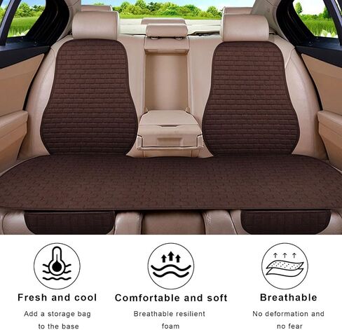 Car Back Seat Cover, Comfortable Non-Slip Rear Bench Car Seat Cover with Storage Pocket, Universal Breathable Automotive Rear Seat Bottom Cover Protector Pad, Car Accessories (Black) in Saudi Arabia