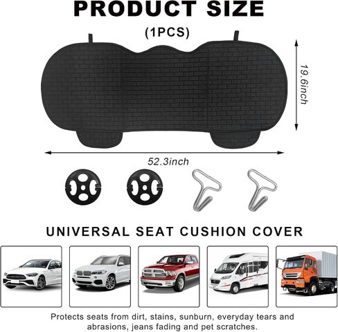 Car Back Seat Cover, Comfortable Non-Slip Rear Bench Car Seat Cover with Storage Pocket, Universal Breathable Automotive Rear Seat Bottom Cover Protector Pad, Car Accessories (Black) in Saudi Arabia