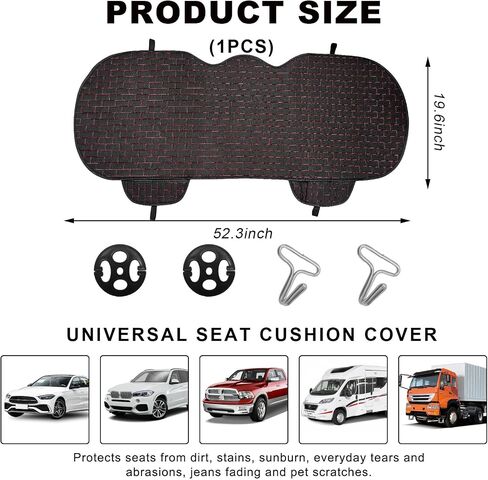 Car Back Seat Cover, Comfortable Non-Slip Rear Bench Car Seat Cover with Storage Pocket, Universal Breathable Automotive Rear Seat Bottom Cover Protector Pad, Car Accessories (Black) in Saudi Arabia