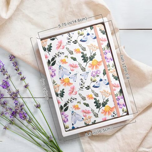 Lined Notebook Journal for Women Girls, 312 Numbered Pages A5 Pink PU Leather Journal, Hardcover College Ruled Notebook with Gift Box, 100gsm Thick Floral Diary, Cute Aesthetic Office School Supplies in Saudi Arabia