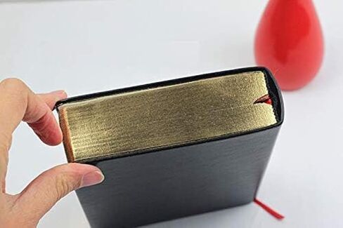 دفتر ملاحظات من الجلد السميك دفتر ملاحظات فارغ للكتابة مع حافة ذهبية 440 صفحة (220 ورقة) مذكرات سفر هدية مثالية لعيد ميلاد الأم (أسود) in Kuwait