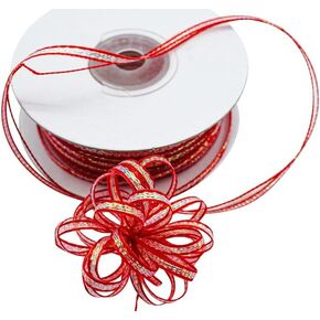 Lassos Boutique 1/8" X 50 Yards Iridescent Pull String Bows Christmas Gift Ribbon (Silver)