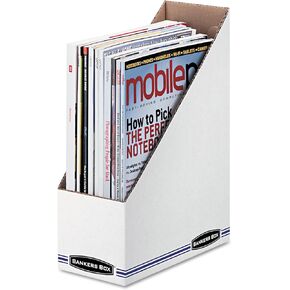Bankers Box 10723 Corrugated Cardboard Magazine File, 4 x 9 1/4 x 11 3/4, White (Case of 12)