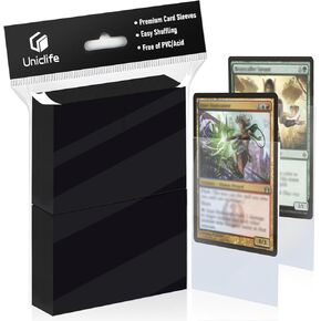 Uniclife 300 Counts Thickened Trading Card Sleeves Ultra Clear Penny Sleeves for Trading Cards Baseball Card Sleeves Card Protectors for Sports Cards MTG Cards Football Cards Yugioh Cards, 66 x 91 mm