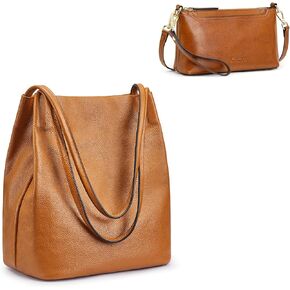 Kattee Soft Genuine Leather Shoulder Totes Bundle with Women Small Crossbody Bags
