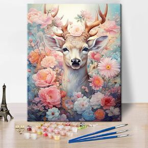 TUMOVO Flower Paint by Number Oil Painting for Adults Flower Paint by Number Kits on Canvas Adults' Paint-by-Number Kits Flowers Paint by Numbers for Adults Beginner Home Decor, 16 x20 Inch