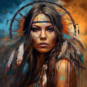 Betepefet DIY 5D Diamond Art Kits Painting for Adults American Native Indian Beauty Woman Girl Back,Dream of Catcher (5) 35x35cm/13.7x13.8inches